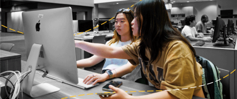 Students working at computer