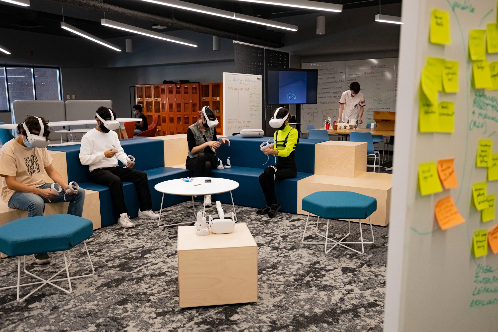 Students working in ASU's creative commons VR 